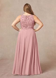 Azazie Kana Final Sale Dusty Rose A-Line Scoop lace Chiffon Dress image16
