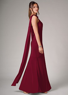 Azazie Kinsley Bridesmaid Dresses Burgundy Mermaid Side Slit Stretch Satin Dress image6