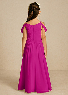 Azazie Chelle Flower Girl Dresses Fuchsia A-Line Pleated Chiffon Dress image2