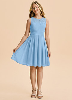 Azazie Bibiane Junior Powder Blue A-Line Pleated Chiffon Dress image3