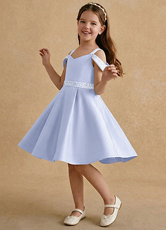 Azazie Judi Flower Girl Dresses Lavender A-Line Matte Satin Dress image3