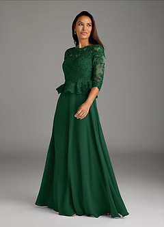 Azazie Averie Abiti per la Madre della Sposa Abito A-Line in Chiffon con Scollo a Barca e Paillettes Verde Scuro image4