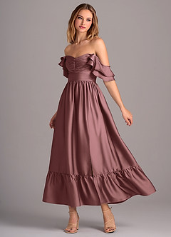 Azazie Anaya Bridesmaid Dresses Vintage Mauve A-Line Sweetheart Neckline Stretch Satin Convertible Dress image3