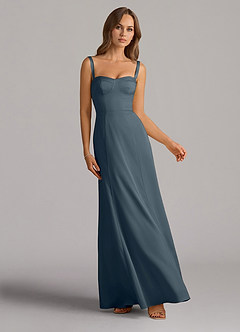 Azazie Amaris Bridesmaid Dresses Twilight A-Line Corset Stretch Satin Dress image1