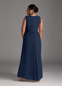 Azazie Manuella Mother of the Bride Dresses Dark Navy A-Line V-Neck Pleated Chiffon Dress image5