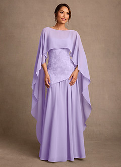 Azazie Flossie Kleider für die Brautmutter A-Linie Plissee Chiffon Kleid Flieder image1