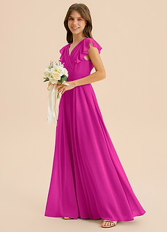 Azazie Anysa Junior Robe Trapèze en Mousseline de soie Rayé Fuchsia image6