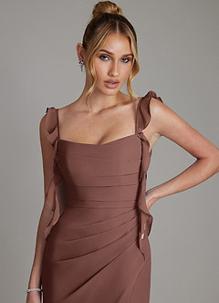 Azazie Jessamine Bridesmaid Dresses Espresso Mermaid Corset Chiffon Dress image3