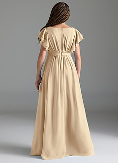 Azazie Daphne Junior Champagne A-Line Pleated Chiffon Dress image2