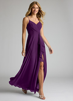 Azazie Akita Bridesmaid Dresses Grape A-Line Chiffon Dress image2