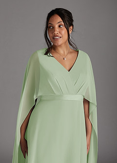 Azazie Isa Mother of the Bride Dresses Dusty Sage A-Line V-Neck Pleated Chiffon Dress image11