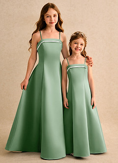 Azazie Izel Girls Formal Flower Girl Klänningar Klä A-Line i Matt satäng Plisserad image2