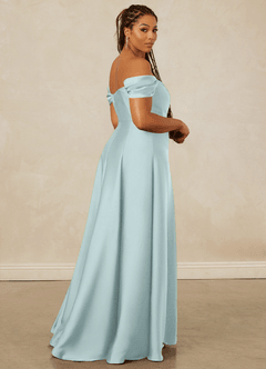 Christian Siriano Bridal for Azazie 1002 Bridesmaid Dresses Mist A-Line Off the Shoulder Stretch Satin Convertible Dress image16
