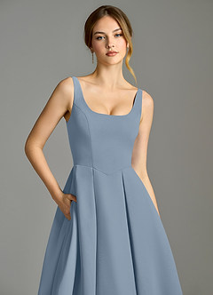 Azazie Amalie Bridesmaid Dresses Dusty Blue A-Line Pleated Chiffon Dress image7