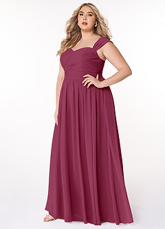 Azazie Zapheira Bridesmaid Dresses Mulberry A-Line Ruched Chiffon Dress image7