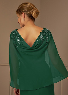 Azazie Carmela Mother of the Bride Dresses Dark Green Sheath Lace Chiffon Dress image7