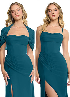 Azazie Zia Bridesmaid Dresses Ink Blue Sheath Side Slit Chiffon Convertible Dress image8