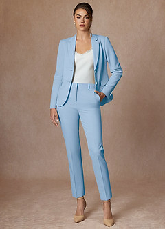 front Whitney Azzurro Completo pantalone lungo con trama raffinata