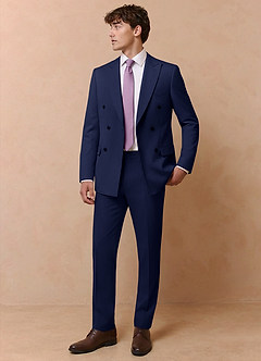 front Collins Blau Zweireihiger Anzug aus Wollmischung