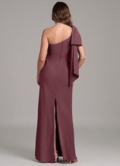 Azazie Capri Bridesmaid Dresses Sangria A-Line One Shoulder Chiffon Dress image2