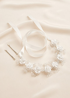 front 3D Floral Flower Girl Headpiece