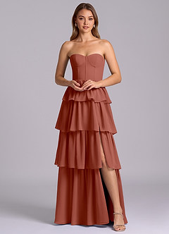 Azazie Faye Bridesmaid Dresses Auburn A-Line Sweetheart Neckline Chiffon Dress image6
