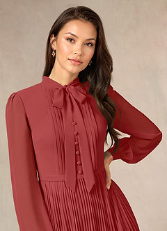 Azazie Adellah Mother of the Bride Dresses Rust A-Line Pleated Chiffon Dress image5