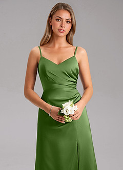 Azazie Azuree Suknie dla druhen Linia A Pofałdowany Satyna elastyczna Do ziemi Sukienka image8