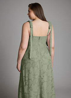 Azazie Debra Bridesmaid Dresses Pistachio A-Line with Pockets Floral Burnout Dress image14