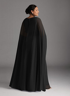 Azazie Isa Mother of the Bride Dresses Black A-Line V-Neck Pleated Chiffon Dress image8
