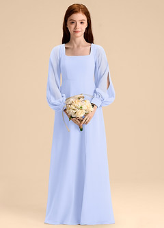 Azazie Bondi Junior Lavender A-Line Blouson Chiffon Dress image4