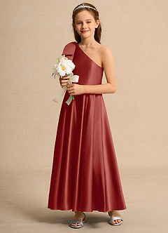 Azazie Guppy Junior Formal Flower Girl Klänningar Klä A-Line i Matt satäng Ena axeln image5