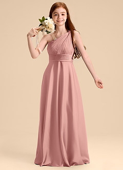 Azazie Charlize Junior Robe Trapèze en Satin extensible Plissée Rosette image6