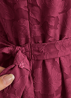 Azazie Princes Flower Girl Dresses Burgundy A-Line Pleated Floral Burnout Dress image5