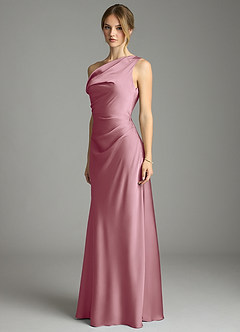 Azazie Emerson Bridesmaid Dresses Vintage Mauve Mermaid Off the Shoulder Stretch Satin Dress image2
