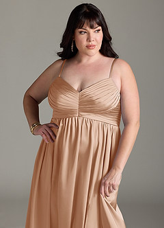 Azazie Alia Bridesmaid Dresses English Rose A-Line Pleated Stretch Satin Dress image14
