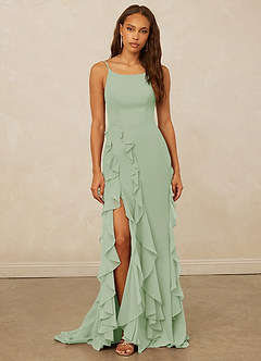 Christian Siriano Bridal for Azazie 1006 Bridesmaid Dresses Dusty Sage Mermaid Ruched Chiffon Dress image3