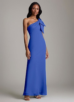 Azazie Yuanna Bridesmaid Dresses Royal Blue Mermaid One Shoulder Chiffon Dress image4