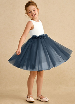 Azazie Louisa Flower Girl Dresses Ivory Neptune A-Line Sleeveless Tulle Dress image3