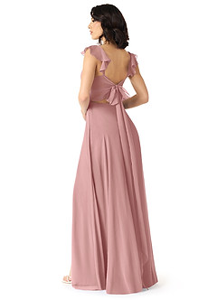 Azazie Everett Bridesmaid Dresses Dusty Rose A-Line V-neck Ruched Chiffon Dress image2