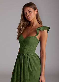 Sorina Olivgrün Korsett-Maxi-Ballkleid image4