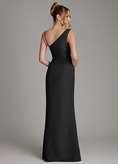 Azazie Ama Bridesmaid Dresses Black A-Line Pleated Chiffon Dress image5
