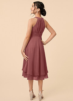Azazie Linna Junior Amethyst A-Line Pleated Chiffon Dress image4