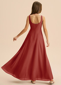 Azazie Lambie Junior Terracotta A-Line Pleated Chiffon Dress image8