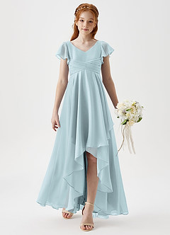 Azazie Caria Junior Mist A-Line Pleated Chiffon Dress image3
