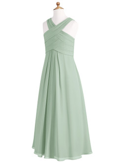 Azazie Kaleigh Junior A-Linie Plissee Chiffon Kleid Agave image8