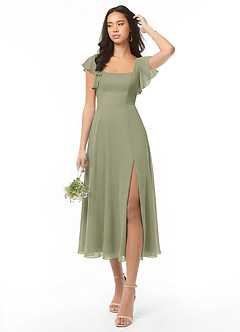 Azazie Bondi Bridesmaid Dresses Pistachio A-Line Ruched Chiffon Dress image1