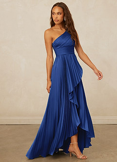 Christian Siriano Bridal for Azazie 1008 Bridesmaid Dresses Royal Blue A-Line One Shoulder Stretch Satin Dress image4