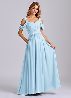 Azazie Koa Brudtärnklänningar Klä av A-Linje i Chiffong Av axeln Himmelsblå image4