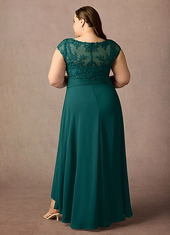 Azazie Irmeli Mother of the Bride Dresses Peacock A-Line Lace Chiffon Dress image8